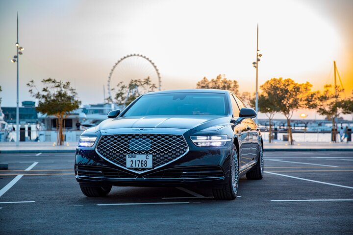 Experience luxury travel in a GENESIS Limousine seamlessly blending elegance with the stunning Dubai skyline. Enjoy the journey in style ensuring comfort and exclusivity every mile.